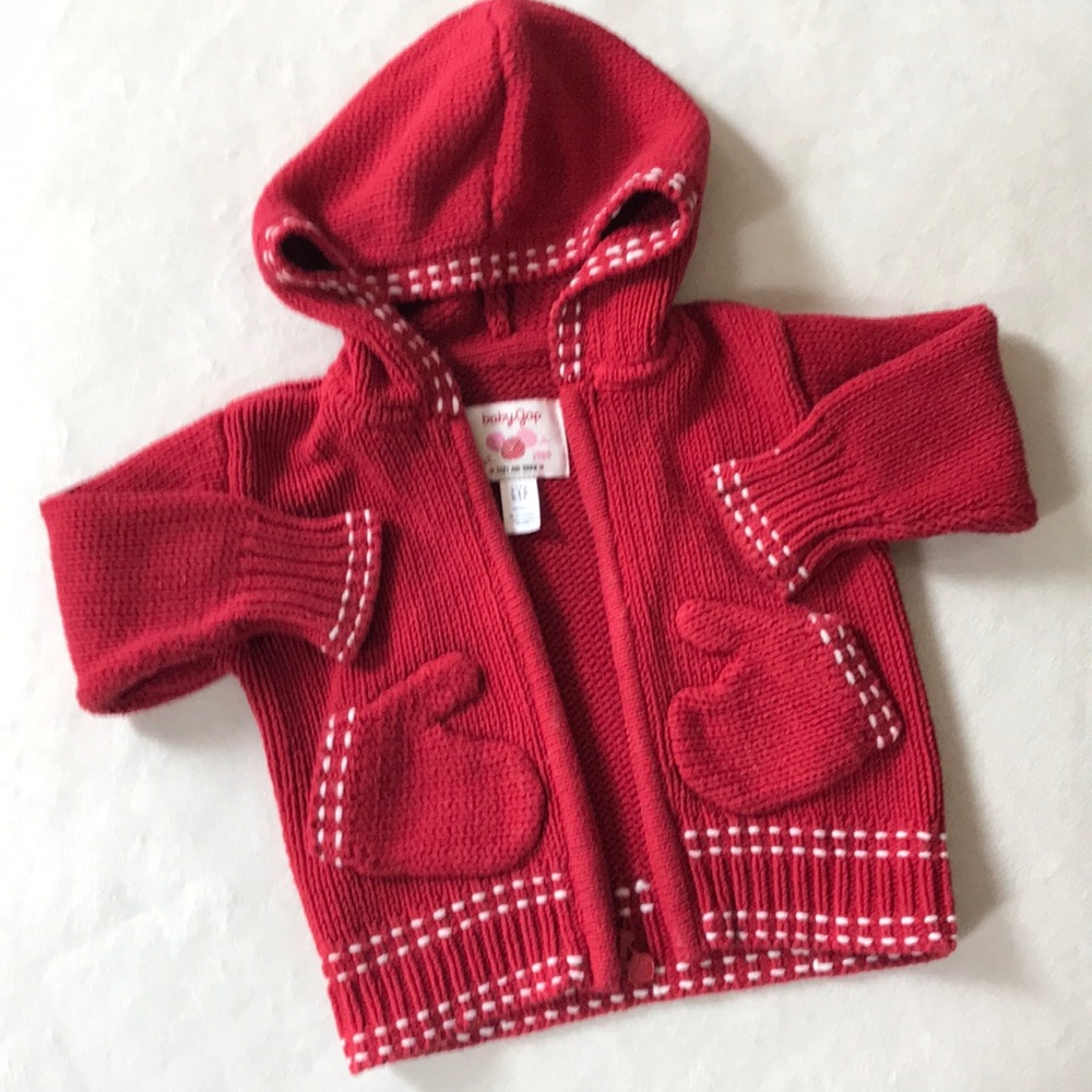 Baby gap red knit sweater 18-24 months